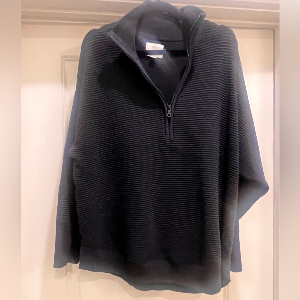 Black ribbed aerie quarter zip sweatshirt - XXL